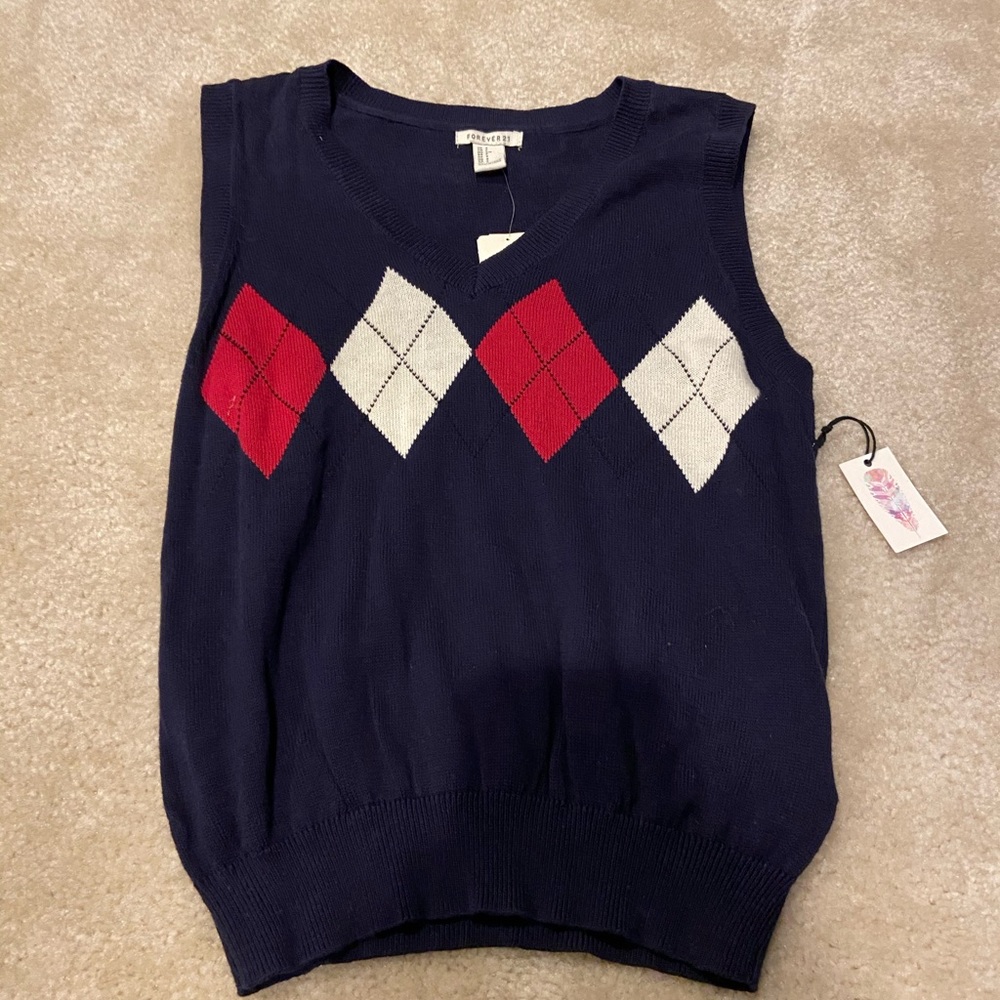 BNWT Navy Argyle Vest